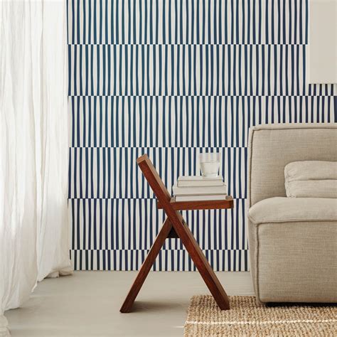 Blue And Gray Striped Walls