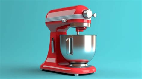 Vintage Blue Kitchen Stand Mixer Standing Out On Red Backdrop Rendered