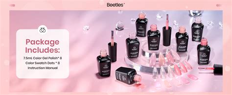 Amazon Beetles Pink Gel Nail Polish Set 8 Colors Nude Pink Jelly Gel Polish Shimmer