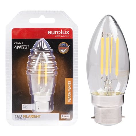 LED Candle Filament B22 4w Warm White Eurolux