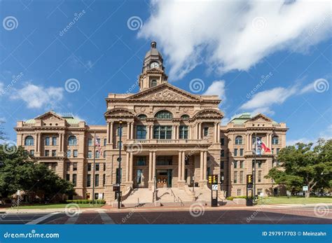 Tarrant County Courthouse In Fort Worth With The Texas Flag Fluttering