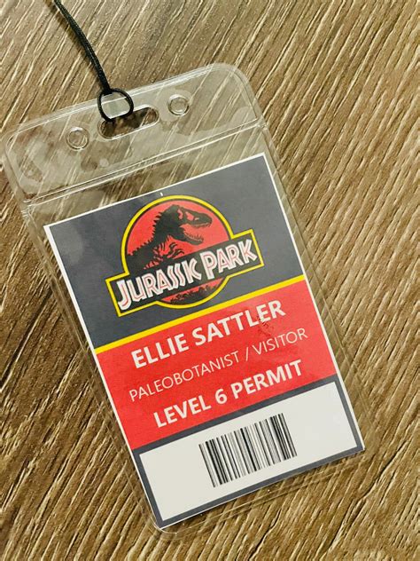 Ellie Sattler Jurassic Park Cosplay Id Badge Jurassic World Etsy