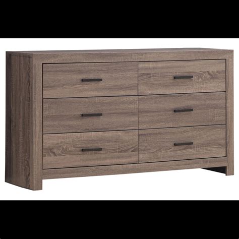 Brantford 3D Paper Veneer Dresser W 6 Drawers Barrel Oak By Coaster