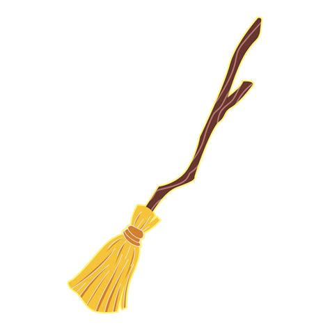 Whimsical illustration of a classic witch's broomstick with a wooden ...