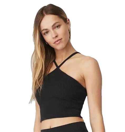 Alo Yoga Goddess Ribbed Cross Crop Top Shopbop