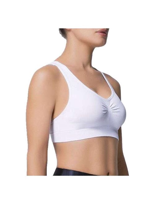 Top Selene Nadador Sem Costura Feminino Branco Esporte Legal