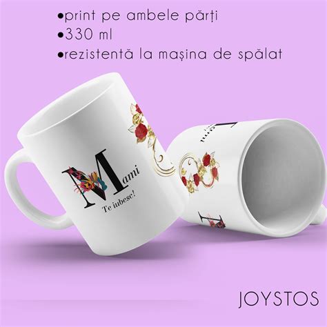 Set Pentru Mama Joystos Cana Ceramica Cu Mesajul Mami Te Iubesc