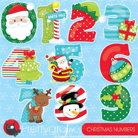 Christmas Numbers Clipart Commercial Use, Vector Graphics, Digital Clip Art, Holidays CL934 - Etsy