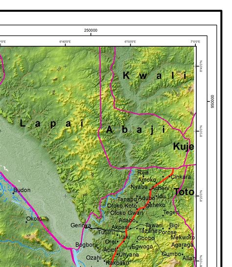 Topographic Map of Lokoja, Nigeria