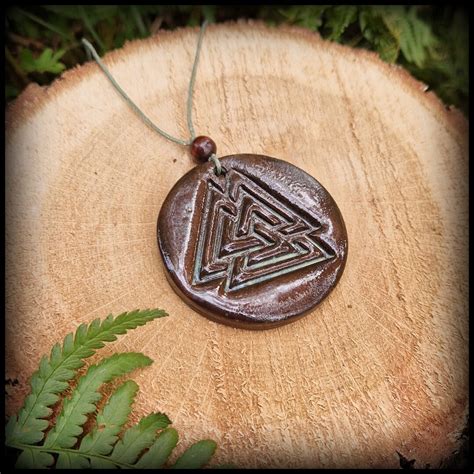 Beautiful Necklace Ceramic Wotan Knot Valknut Handmade Odin Etsy