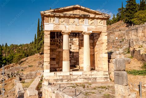 Athenian Treasury In Delphi An Archaeological Site In Greece At The