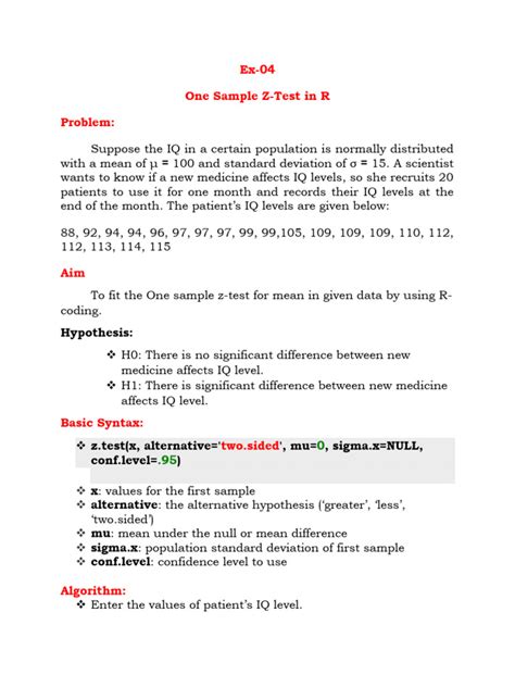 Z-Test For One Two Sample-1 | PDF | P Value | Statistical Hypothesis ...