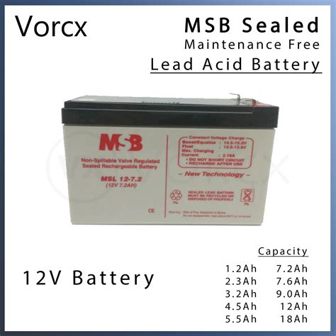 MSB 12V Rechargeable Sealed Maintenance Free Lead Acid Battery Lazada