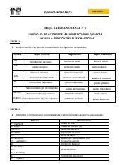 Hoja Taller De Teor A N Sales Oxisales Y Haloideas Pdf Ingenier A