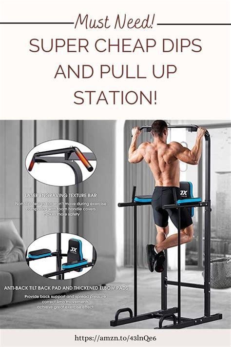 JX FITNESS Power Tower Adjustable Dip Station Pull Up Bar Push Up