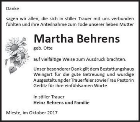 Traueranzeigen Von Martha Behrens Geb Otte Abschied Nehmen De