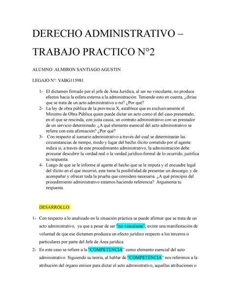 Tp D Administrativo Adjunto Un Tp Elaborado Por Mi Derecho