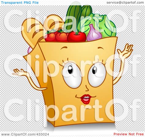 Royalty Free Rf Clipart Illustration Of A Grocery Bag Character