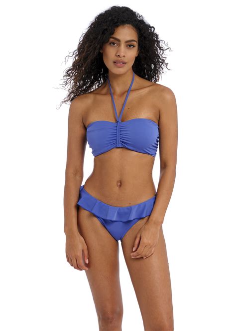 Freya Jewel Cove Underwired Bandeau Bikini Top Plain Azure Sugar