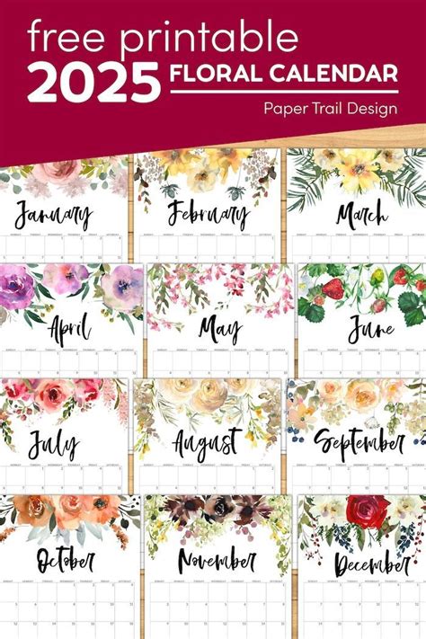 Floral Calendar Printable Paper Trail Design In Calendar