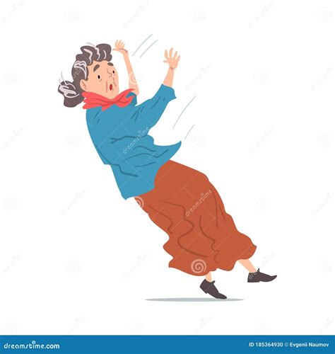 Elderly Woman Falling Down Retired Person Falling Back Accident Pain