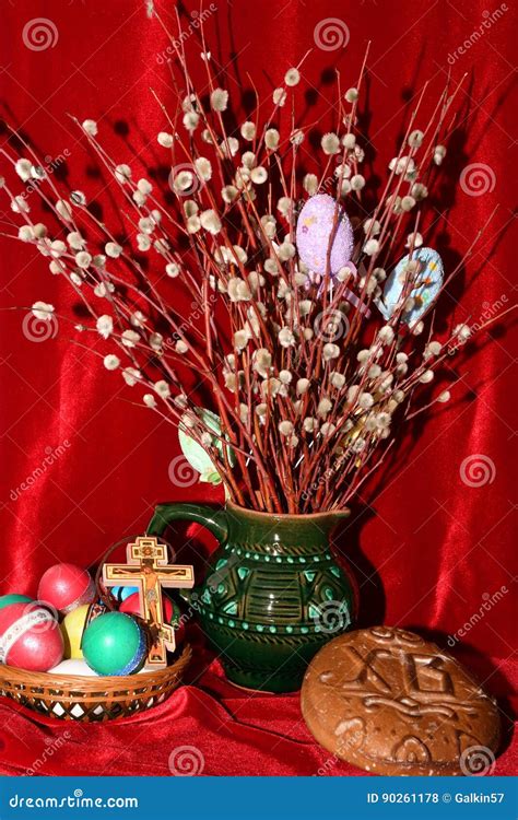 Pussy Willow Revival And Easter Eggs Stock Photo Image Of Martyr