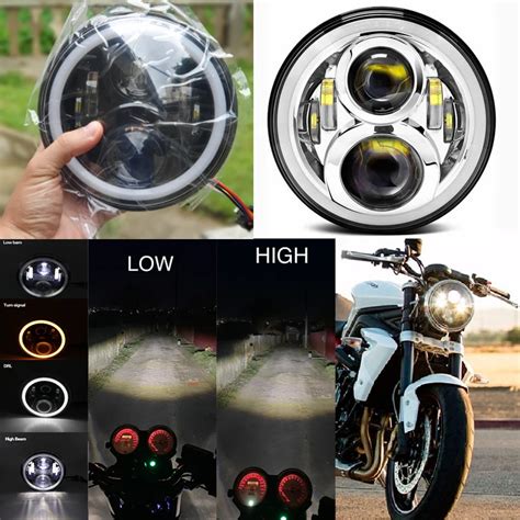 7 Inch LED Headlight Round Amber White Angel Eyes 7 Inch Motorcycle Led