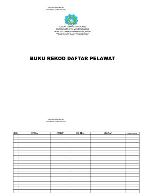 Buku Rekod Daftar Pelawat Pdf