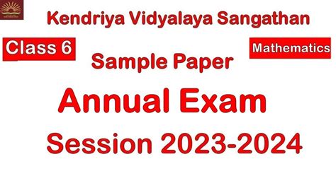 Part 2 CLASS 6 Maths Annual Exam 2024 Sample Question Paper With