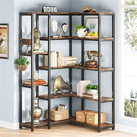 Amazon Tiyase Shelf Corner Bookshelf Modern Large Corner