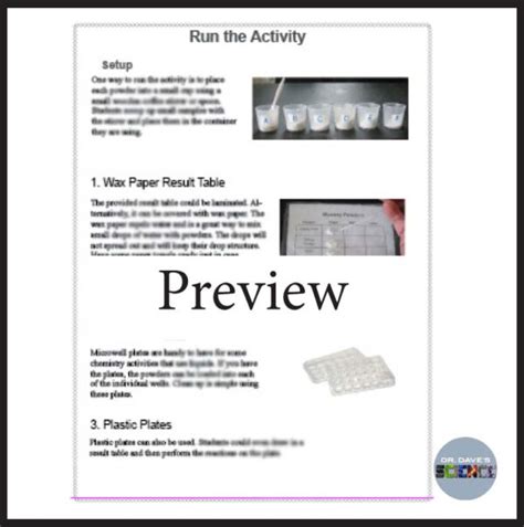 Mystery Powders Lab Chemical Reactions Activity Chemistry Made By