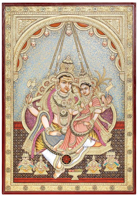 Lord Shiva With Devi Rajarajeshwari Etsy Mysore Painting Tanjore