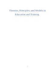 Unit Theories Principles And Models In Education And Training Docx