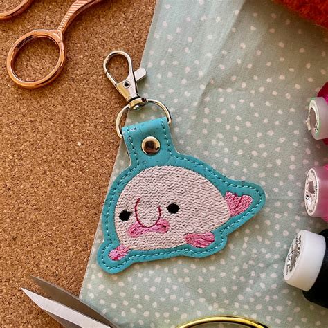 Blobfish Embroidered Machine Keychain Etsy