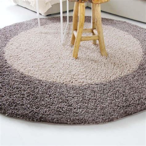 Hoogpolig Vloerkleed Shaggy Trend Lijstmotief Rond Taupe 200 Cm Rond