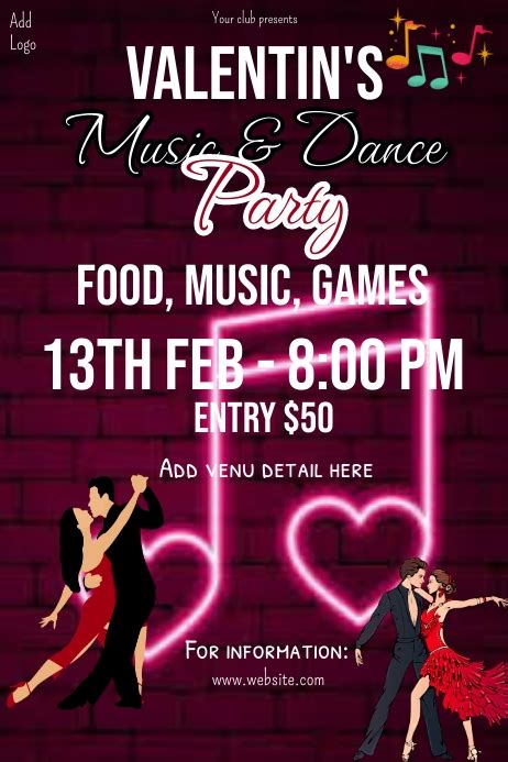 Valentines Day Music And Dance Party Flyer Template Postermywall