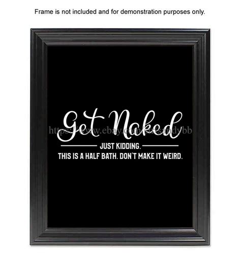 Wall Decor Art Get Naked Typography Bathroom Motivational 8x10 Print