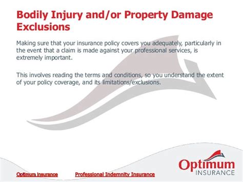 Bodily Injury And Or Property Damage Exclusions In Professional Indem