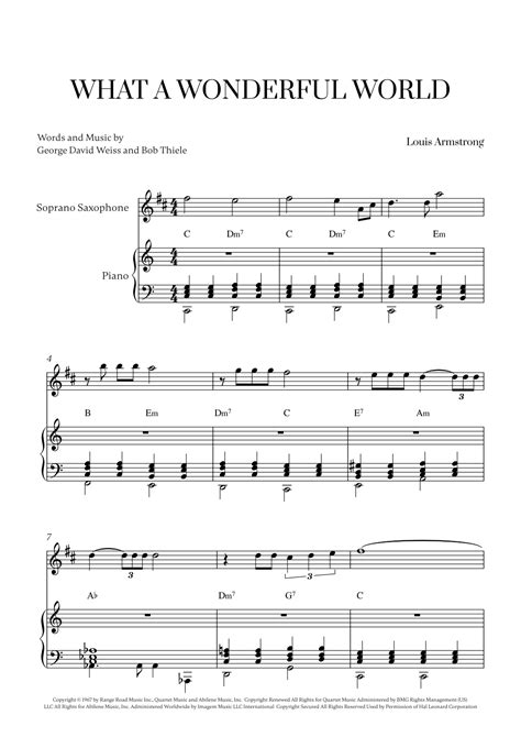 What A Wonderful World Arr Cadenza Editions By Louis Armstrong Sheet