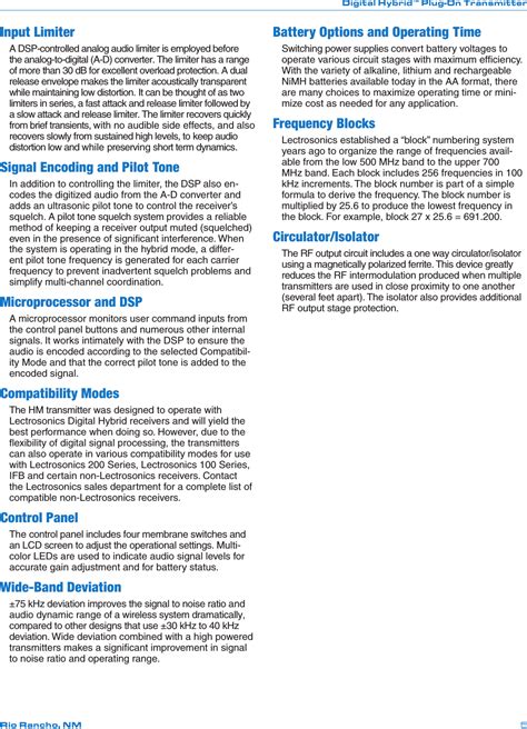 Lectrosonics HME WIRELESS MICROPHONE TRANSMITTER User Manual