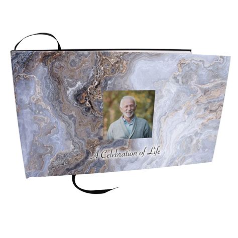 Marble Matching Themed Celebration Of Life Guest Book For Funeral Or