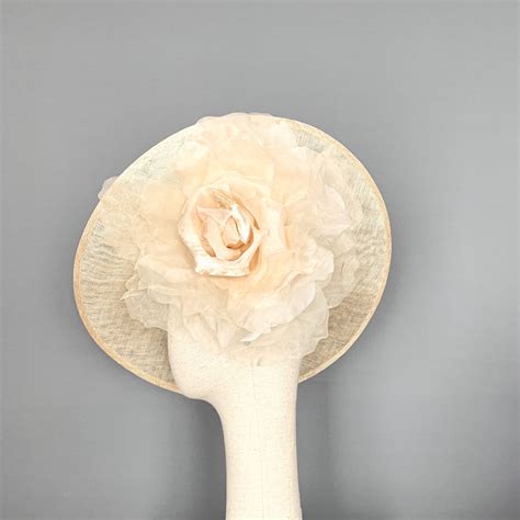 Kentucky Derby Hat Gold Derby Hat Floral Beige Ascot Hat For Etsy