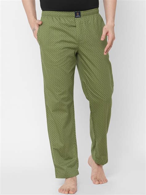 Buy Urban Scottish Men Olive Green Printed Pure Cotton Lounge Pants Lounge Pants For Men