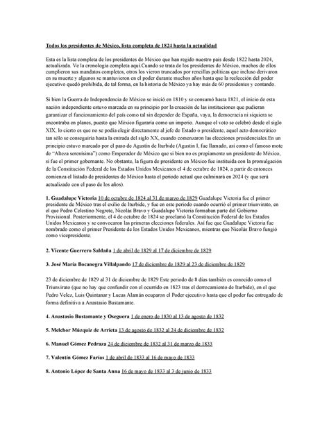 Todos los presidentes de México - Ve la cronología completa aquí.Cuando