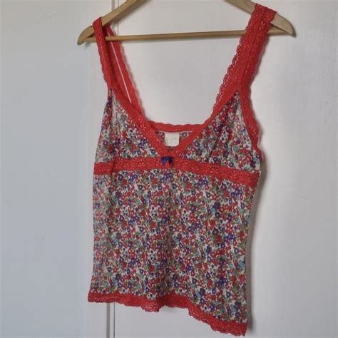 Early 2000s Y2k Floral Lingerie Top From Depop