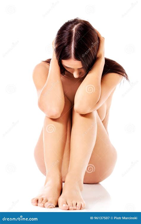 Nude Worried Woman Sitting On The Floor Stock Image Image Of Face