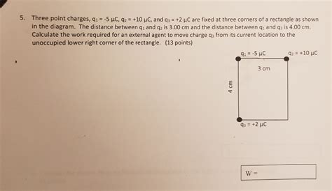 Solved Three Point Charges Q1 5 Pc Q2 10 μc And Q3