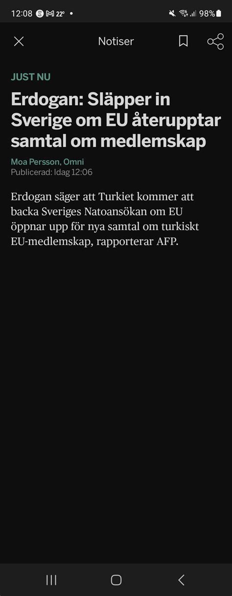 Erdugone Will Allow Sweden In Nato If Turkey Become An Eu Member Not