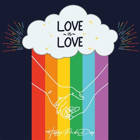 Premium Vector Happy Pride Day Poster Cloud With Rainbow And Hands Vector