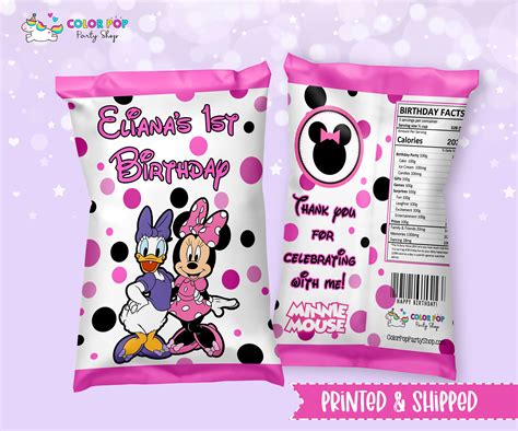 Minnie Mouse Chip Bags PRINTED AND SHIPPED Etsy